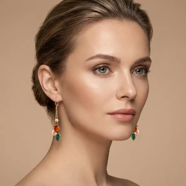 Multicolor_Beaded_Dangle_Earrings_With_Golden_Chain