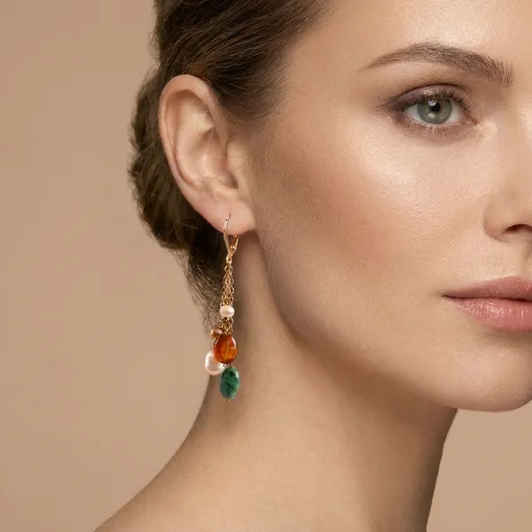 Multicolor_Beaded_Dangle_Earrings_With_Golden_Chain
