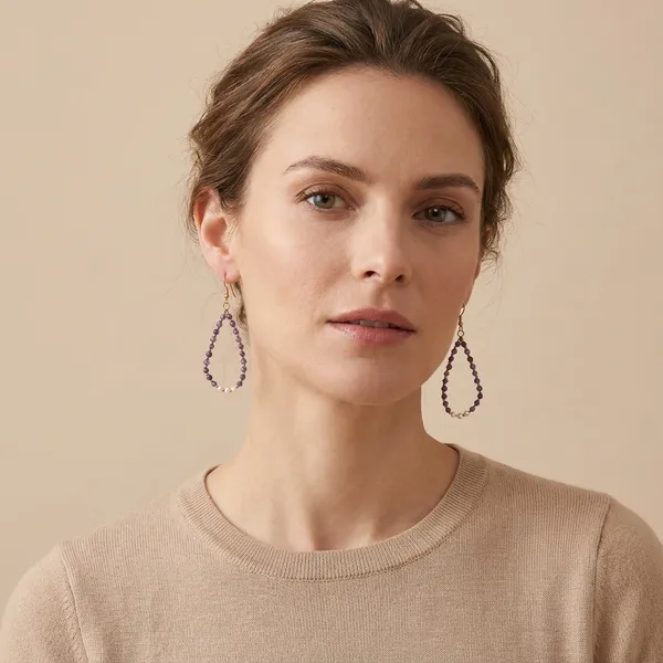 Purple_Beaded_Teardrop_Earrings_With_Rose_Gold_Accents
