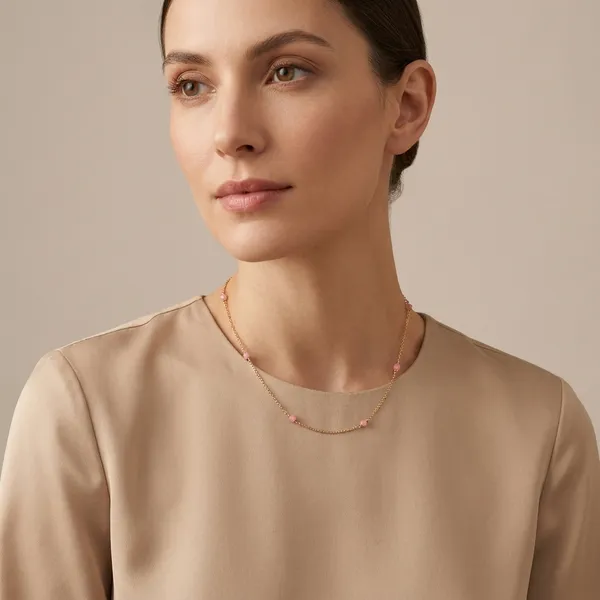 Elegant_Pink_Bead_Rose_Gold_Chain_Necklace