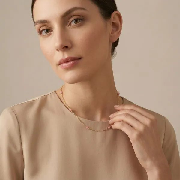 Elegant_Pink_Bead_Rose_Gold_Chain_Necklace