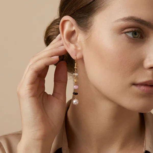 Multicolor_Beaded_Dangle_Earrings_With_Gold_Tone_Hooks