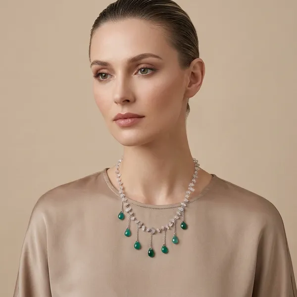 Elegant_Green_And_White_Stone_Teardrop_Necklace