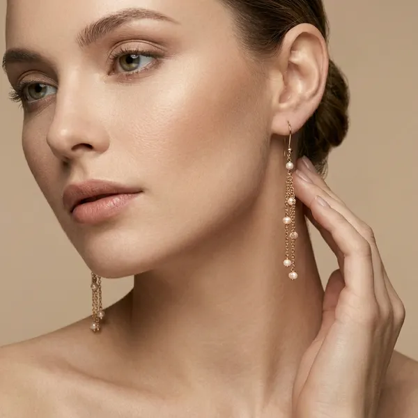 Elegant_Gold_Toned_Pearl_Drop_Earrings_With_Delicate_Chain_Design