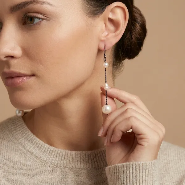 Elegant_Oxidized_Black_Chain_Pearl_Drop_Earrings