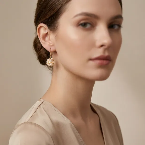 Pink_Stone_Cluster_Earrings_Gold_Plated_Dangle_Earrings