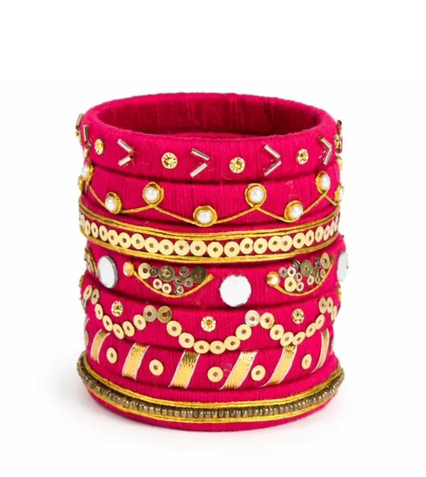 Pink_Cotton_Thread_Bangle_Set_For_Women