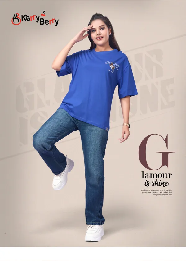 Women'S_Blue_Round_Neck_Graphic_T-Shirt_-_Holide_Print_With_Teddy_Bear