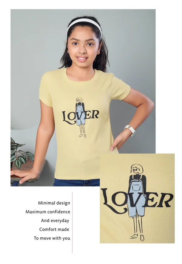 Women'S_Casual_Yellow_'Lover'_Graphic_T-Shirt