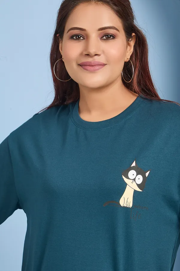Bkenbeny_Oversized_Teal_Blue_T-Shirt_With_Unicorn_Print