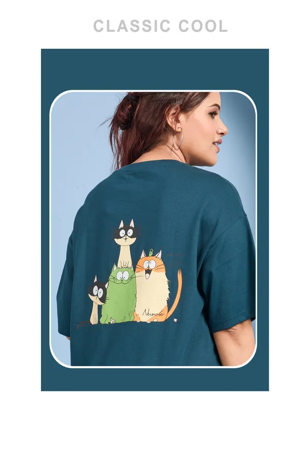 Bkenbeny_Oversized_Teal_Blue_T-Shirt_With_Unicorn_Print
