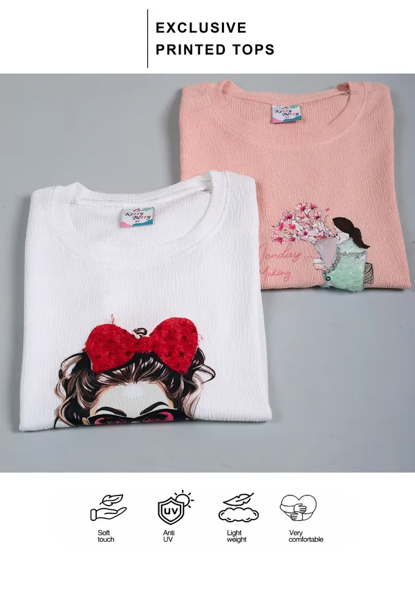 White_Graphic_T-Shirt_With_Girl_Illustration_And_Red_Bow