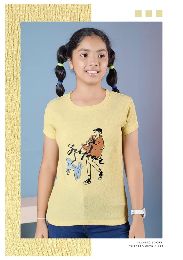Girls_Yellow_Graphic_Print_T-Shirt_With_Dog_Illustration