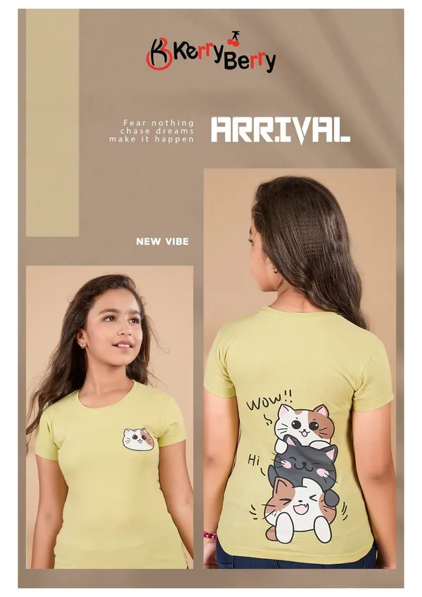 Kherryberry_New_Vibe_Yellow_Cat_Print_T-Shirt_For_Girls