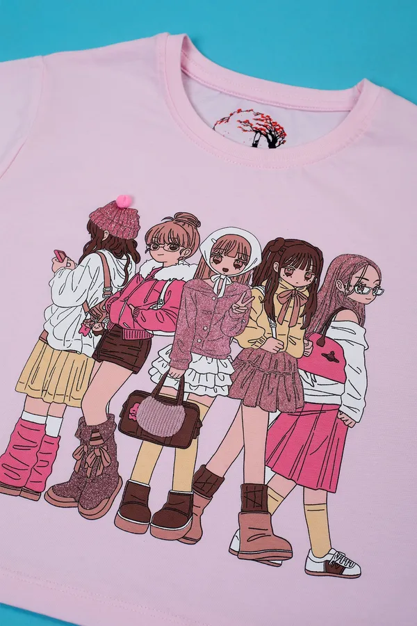 Girls_Graphic_Print_Crop_Top_-_White_With_Illustration