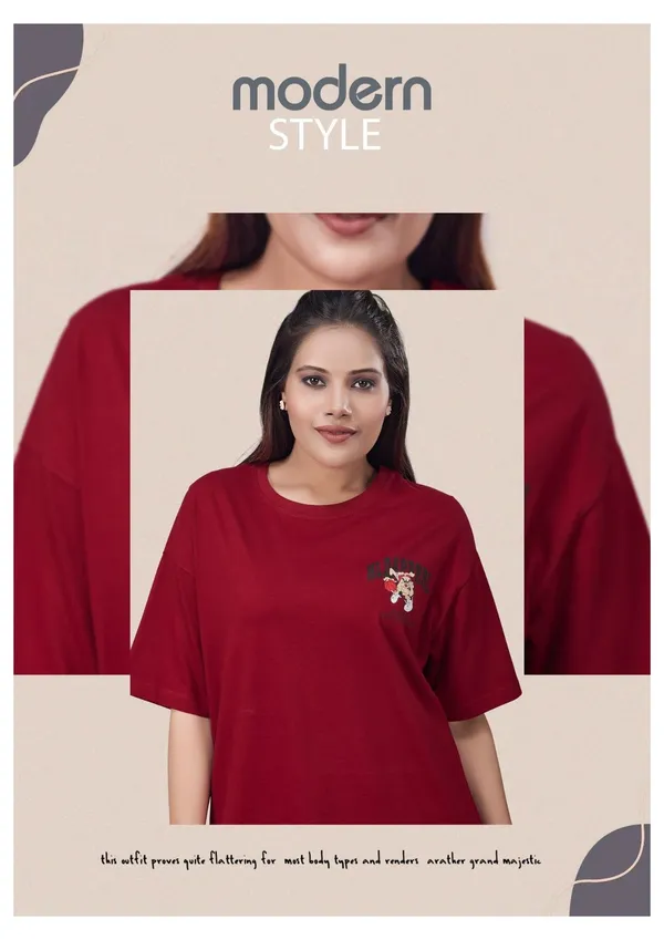 Modern_Style_Maroon_Casual_T-Shirt_With_Decorative_Brooch