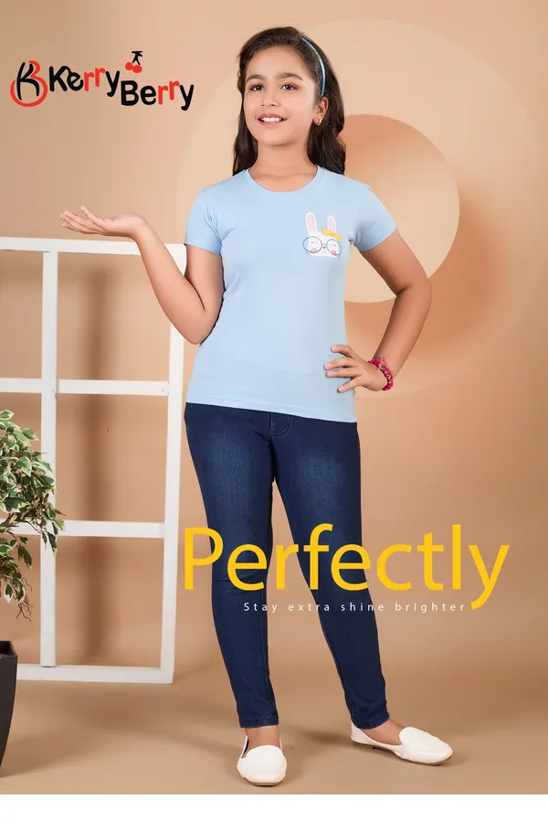 Girls'_Blue_Bunny_Print_T-Shirt_-_Casual_&_Comfortable