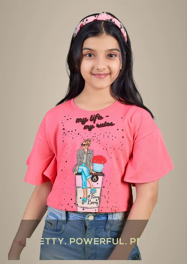 Girls_Pink_Graphic_Print_T-Shirt_With_Flutter_Sleeves