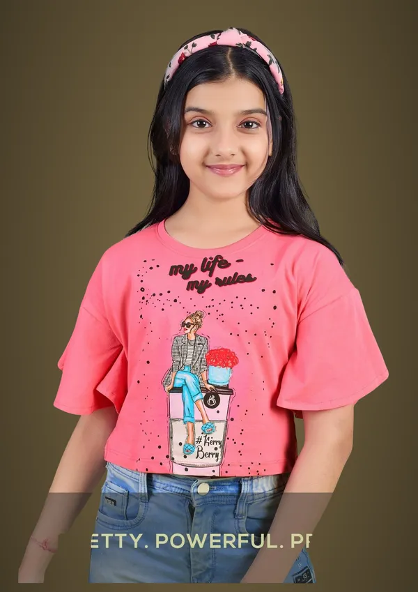 Girls_Pink_Graphic_Print_T-Shirt_With_Flutter_Sleeves