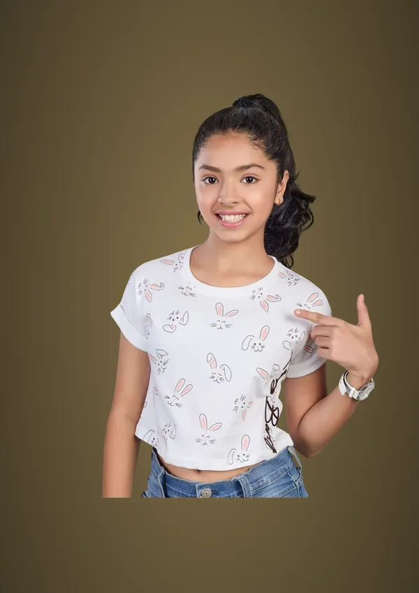 Girls_White_Bunny_Print_Casual_T-Shirt