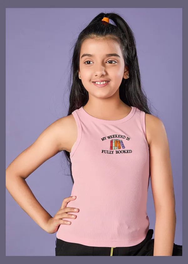 Pink_My_Weekend_Is_Fully_Booked_Sleeveless_Top_With_Black_Joggers_-_Girls_Casual_Wear_Set