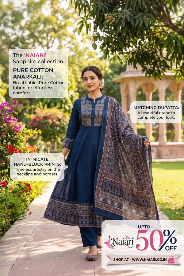 Blue_Cotton_Anarkali_Set_For_Women_And_Girls