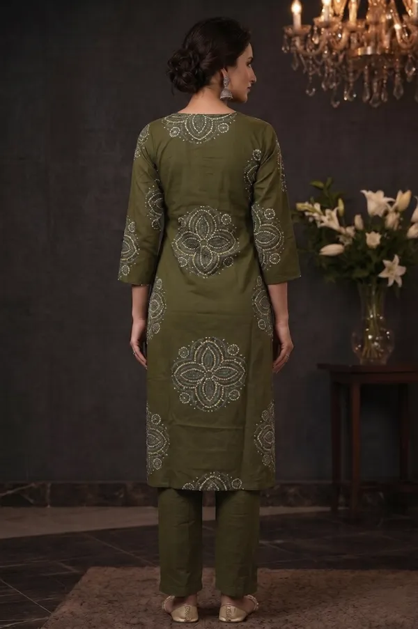 Mehndi_Green_Cotton_Kurti_Set_With_Dupatta_For_Women_And_Girls