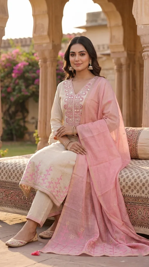 Cream_and_Soft_Pink_Embroidered_Mirror-Work_Set_with_Dupatta_for_Women_&_Girls