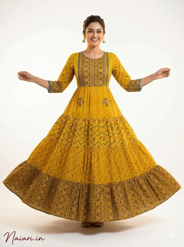 Mustard_Cotton_Long_Frock_/_Kurti_For_Women_And_Girls