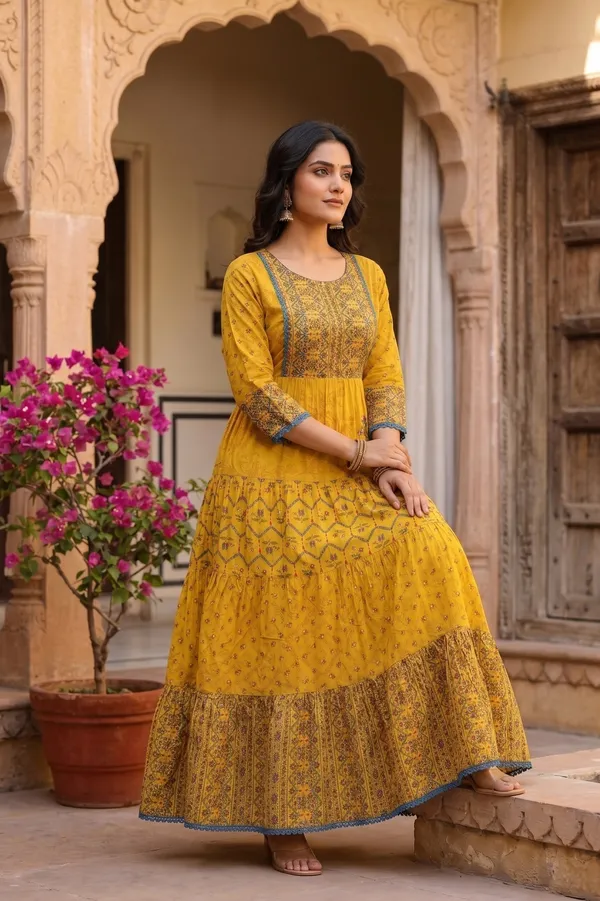 Mustard_Cotton_Long_Frock_/_Kurti_For_Women_And_Girls