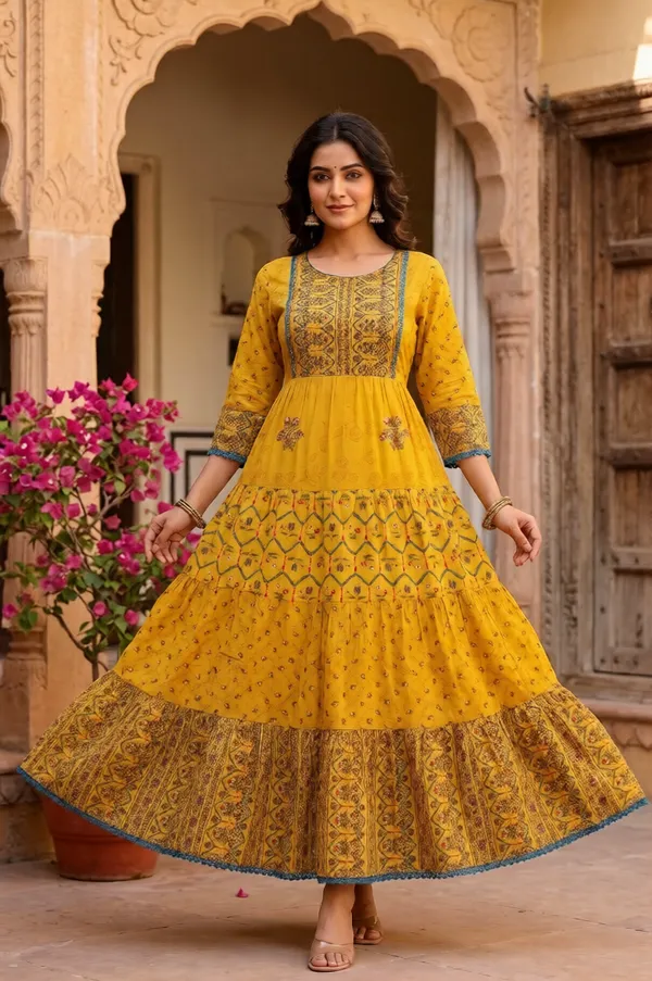 Mustard_Cotton_Long_Frock_/_Kurti_For_Women_And_Girls