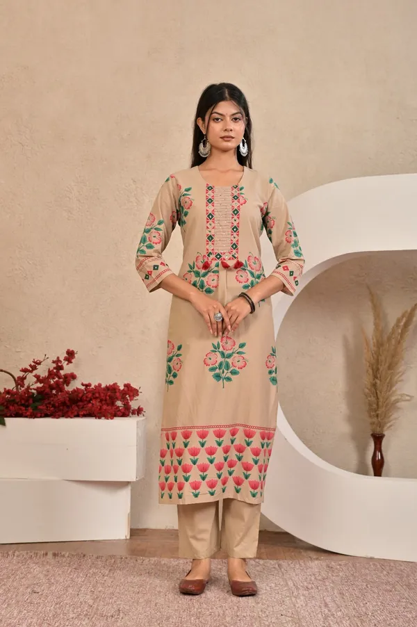 Beige_Blossom_Printed_Kurti_Set