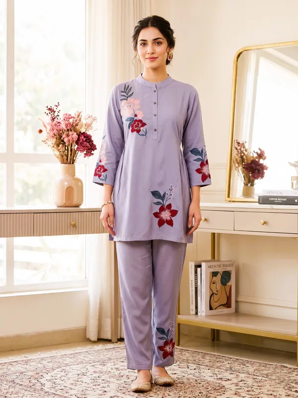 Lavender_Floral_Printed_Co-Ord_Set_For_Girls_&_Women
