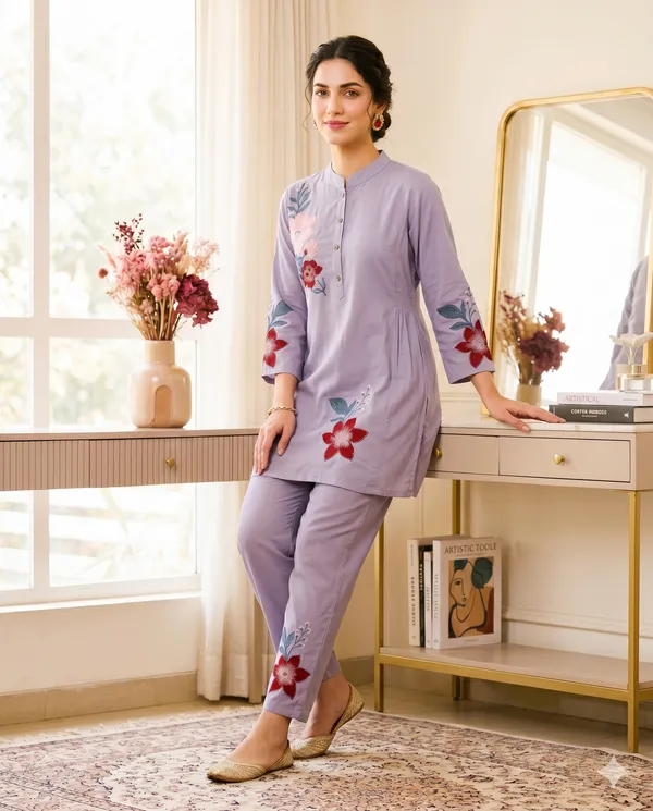 Lavender_Floral_Printed_Co-Ord_Set_For_Girls_&_Women