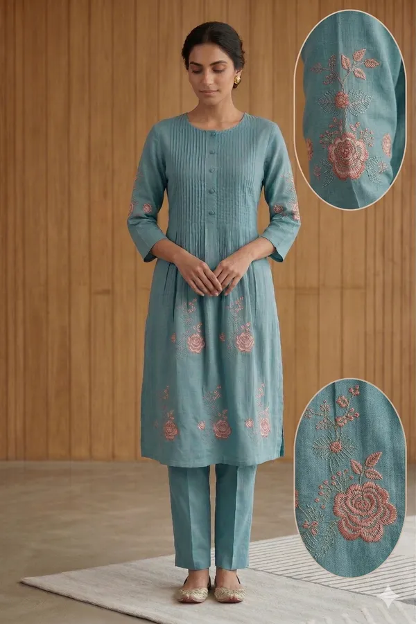 Powder_Blue_Cotton_Co-Ord_Set_For_Women_And_Girls