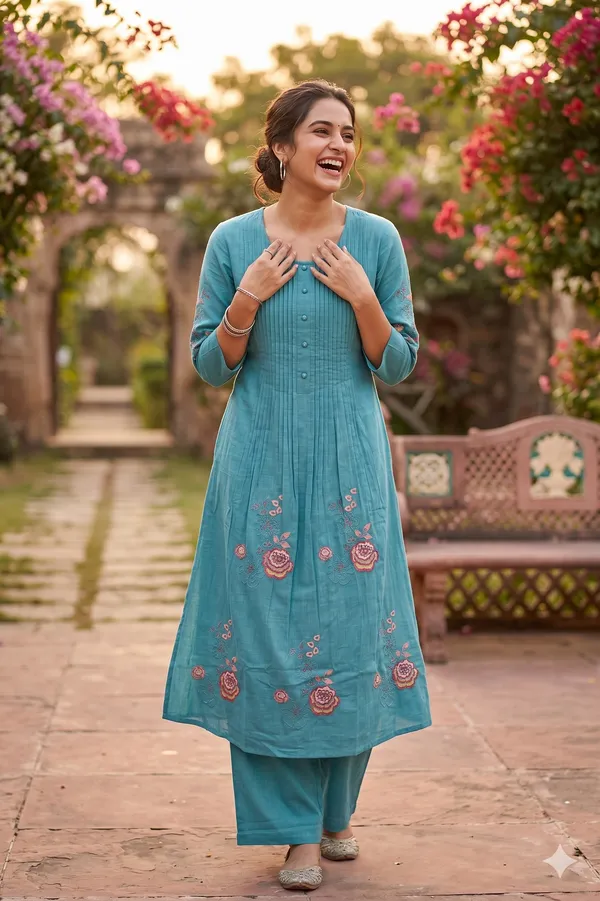 Powder_Blue_Cotton_Co-Ord_Set_For_Women_And_Girls