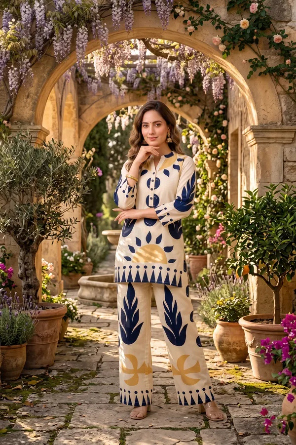Cream_&_Indigo_Abstract_Print_Co-Ord_Set_for_Girls_&_Women