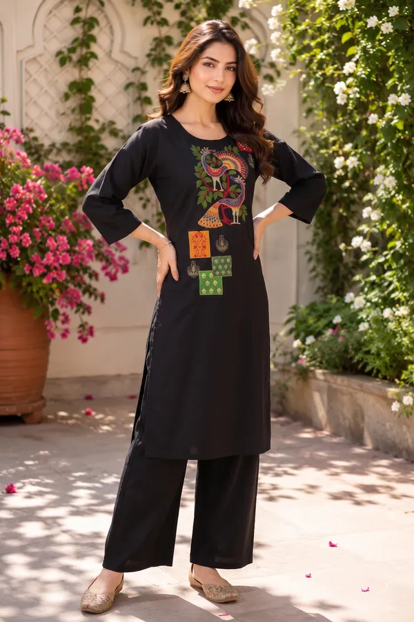 Black_Embroidered_Peacock_Co-Ord_Set_for_Women_&_Girls.