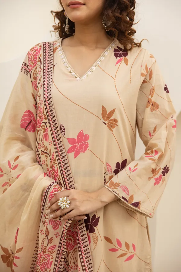 Beige_Botanical_Print_Kurti_Set_With_Dupatta_for_Women_&_Girls