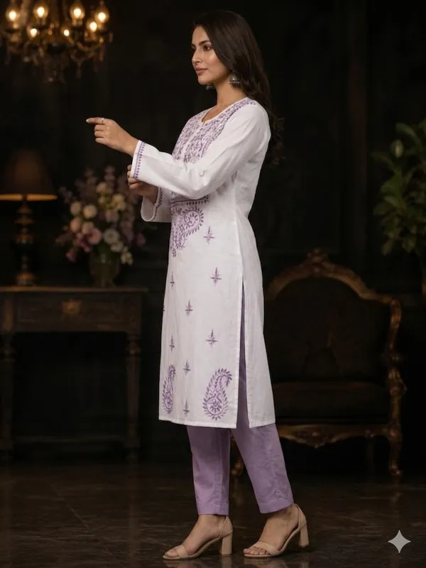 Elegant_White_&_Lavender_Chikankari_Embroidered_Cotton_Kurti_for_Women_&_Girls