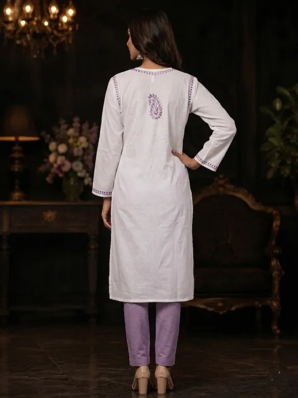 Elegant_White_&_Lavender_Chikankari_Embroidered_Cotton_Kurti_for_Women_&_Girls