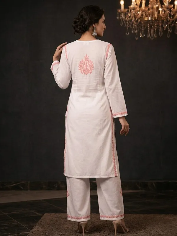 Elegant_White_&_Pink_Chikankari_Embroidered_Kurta_Palazzo_Set_For_Women_&_Girls
