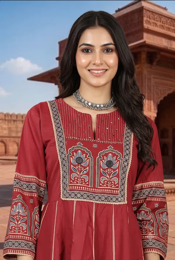 Royal_Maroon_Printed_Anarkali_Set