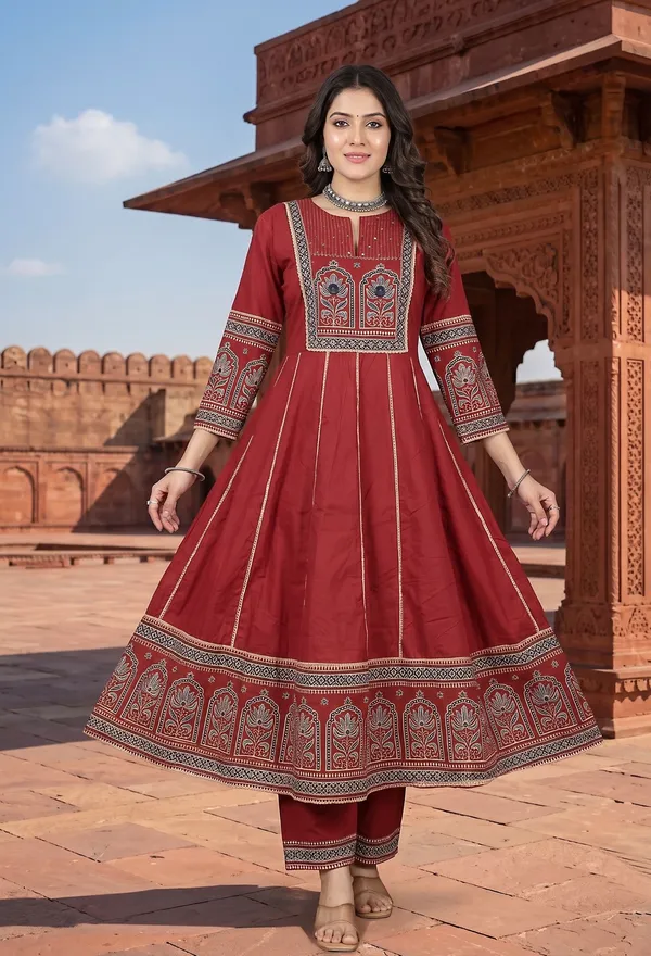 Royal_Maroon_Printed_Anarkali_Set
