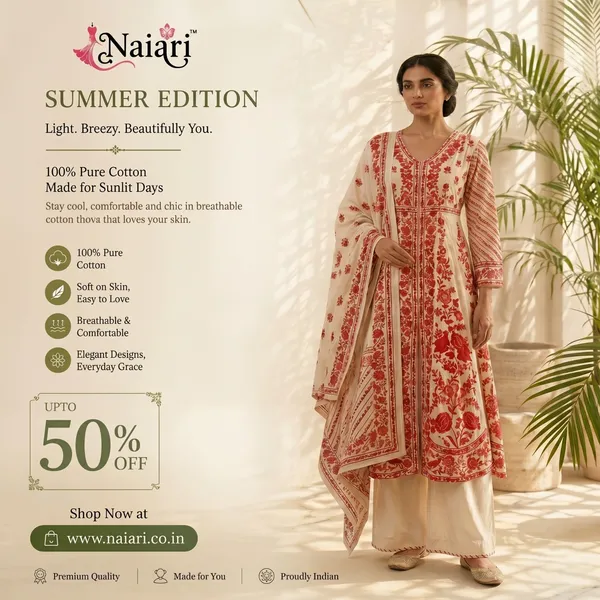 Off_White_And_Red_Cotton_Anarkali_Set_For_Women_And_Girls