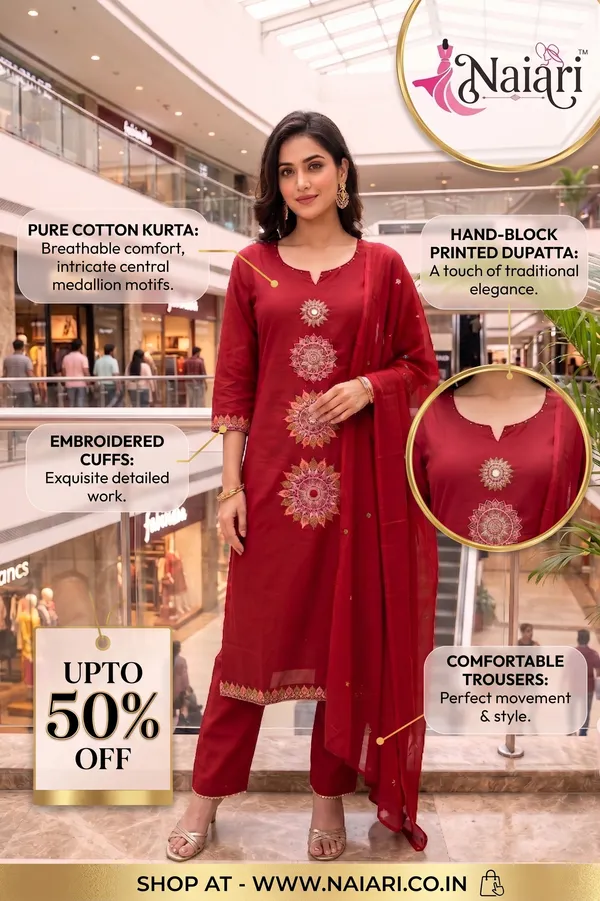 Crimson_Red_Mandala_Embroided_Cotton_Kurti_Set_with_Dupatta_for_Women_&_Girls.
