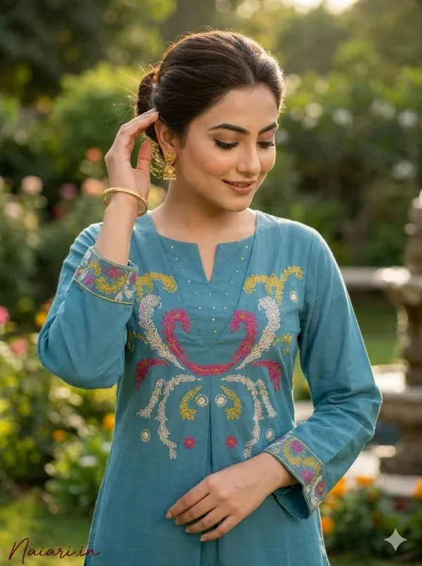 Powder_Blue_Cotton_Co-Ord_Set_For_Women_And_Girls