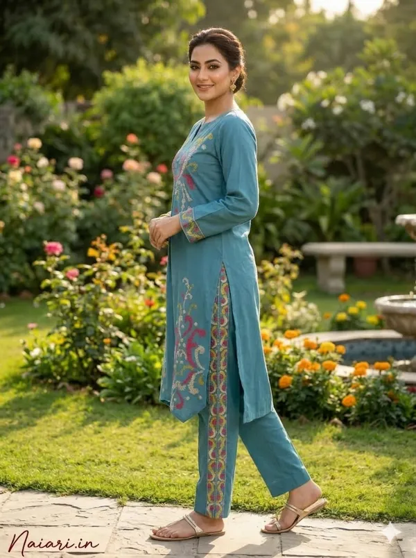 Powder_Blue_Cotton_Co-Ord_Set_For_Women_And_Girls