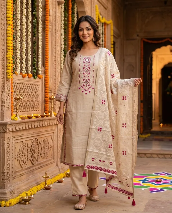 Beige_&_Magenta_Embroidered_Mirror-Work_Set_with_Dupatta_for_Women_&_Girls