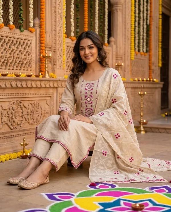 Beige_&_Magenta_Embroidered_Mirror-Work_Set_with_Dupatta_for_Women_&_Girls